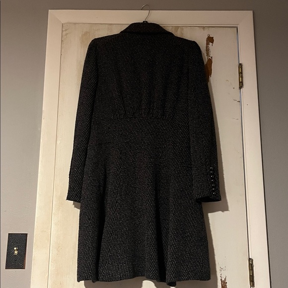 Boston Proper Black and White tweed 30% wool fit and flair coat - Size 10 EUC - Picture 6 of 7